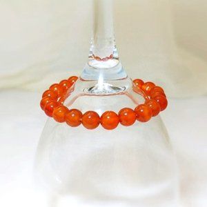 Elastic Bracelet (br2) Orange Carnelian 8mm Bead 6"-6.5"